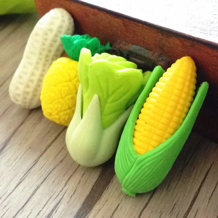 1pcs/pack Two Pineapple Corn Peanuts Cabbage Erasers Student Learning Stationery For Cute Gifts