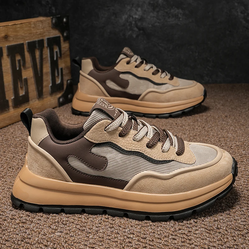 

Мужская спортивная обувь, весенне-осенняя повседневная мужская обувь на толстой подошве, мягкая, удобная, противоскользящая уличная модная обувь для доски