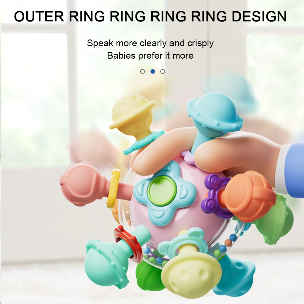 Colorful Soft Baby Teething Ball Reusable Rotatable Rattle Toy For Boys Girls Children Baby