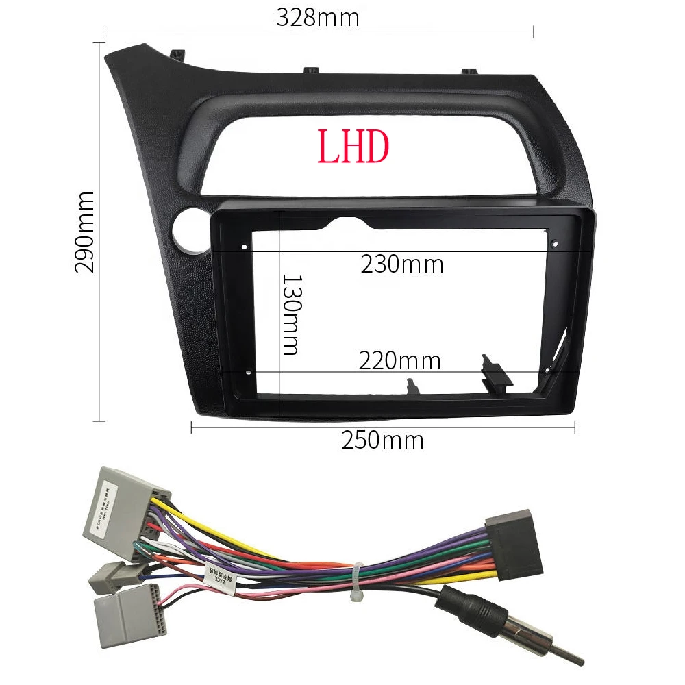 9 Inch For HONDA Civic Hatchback 2005-2011 Android Car Radio Fascias Stereo Player Frame 2DIN Head Unit Dash Panel Installation