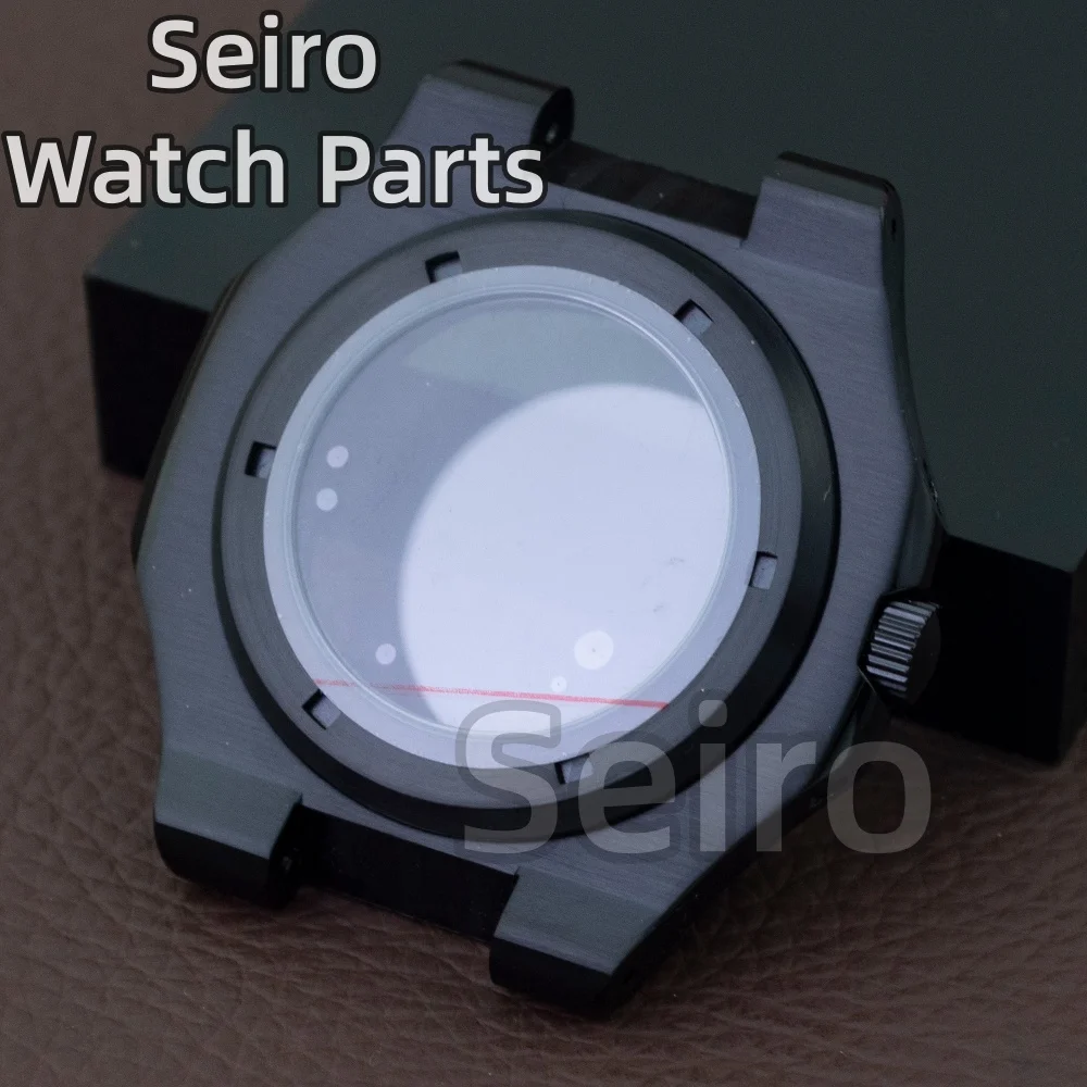 Caixa de Relógio Preta Escovada de 41mm com Pulseira de Aço para Movimento Automático NH35 NH36 NH38 Modificado, Caixa com Fundo de Vidro de 30.5mm