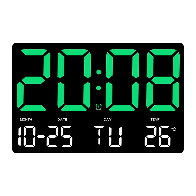 Factory Large Screen Display Time Date Week Temperature Digital Alarm Clock Colorful Wall Clocks Home Decor Luxury