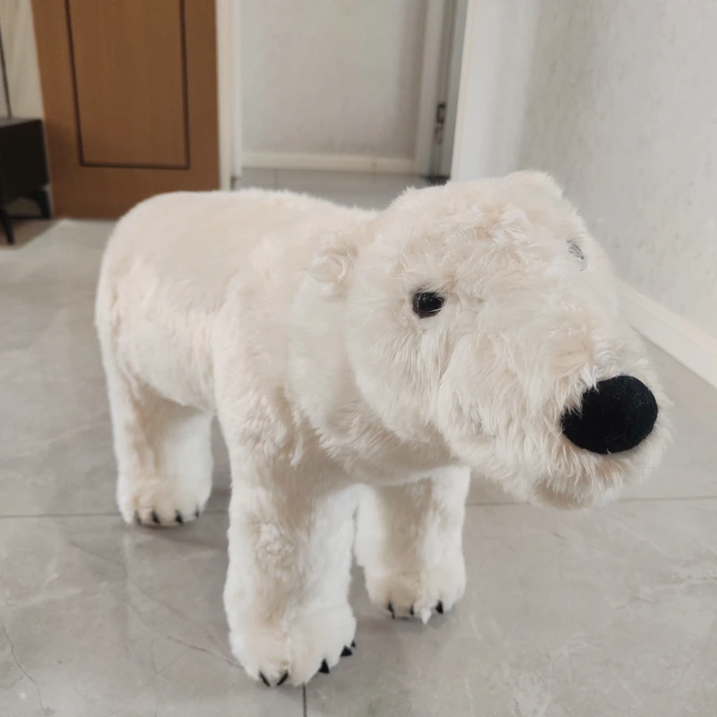 Simulação criativa animal urso polar footstool sofá grande animal bonito urso branco brinquedo de pelúcia menina presente decoração 75x44cm dy10241