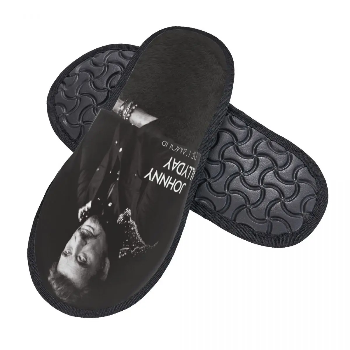 Custom Johnny Hallyday House Slippers Women Soft Memory Foam France Mucisian Slip On Spa Slipper Shoes