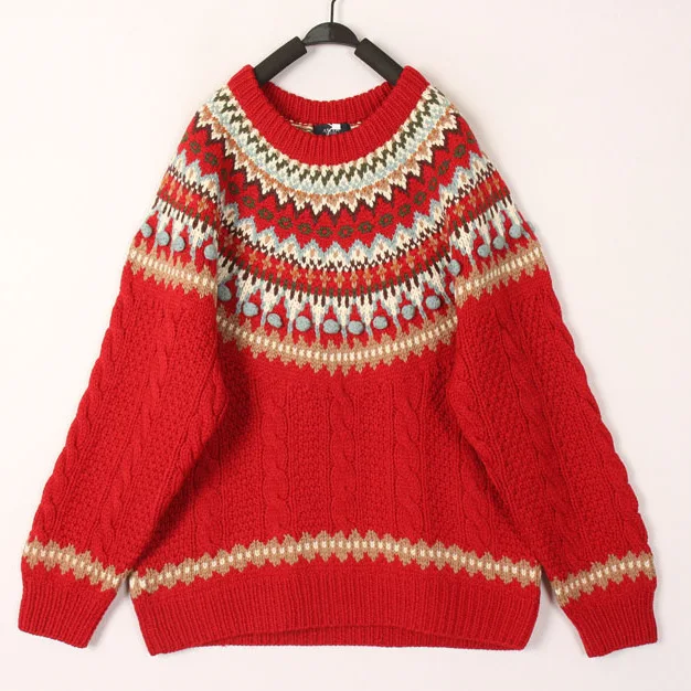 

Винтажный шерстяной свитер с узором Fair Isle, ретро-кардиган с колесным узором, женская модная одежда для зимы и весны