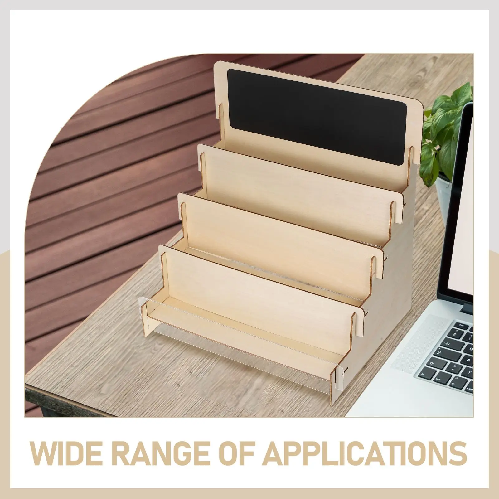 

Wood Card Display Stand Postcard Holder Shelf Vendors Greeting Holiday Cards Organizer Storage Spacious Design Chalkboard