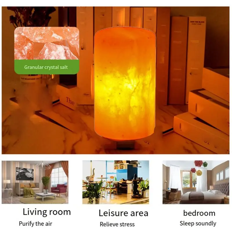2X Himalayas Crystal Salt Lamp LED Warm Night Light Air Purifier Decorative Bedside Table Lamp Ornament EU Plug