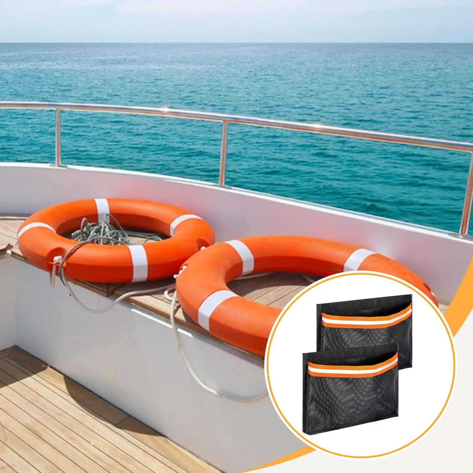 2Pcs Boat Storage Mesh Bags Storage Net Portable 10x7 inch Reflective for Accessories Keep Contents Secure in Rough Waters