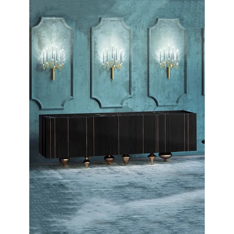 

Italian light luxury TV cabinet simple living room creative design large and small apartment solid wood high-end storage edge