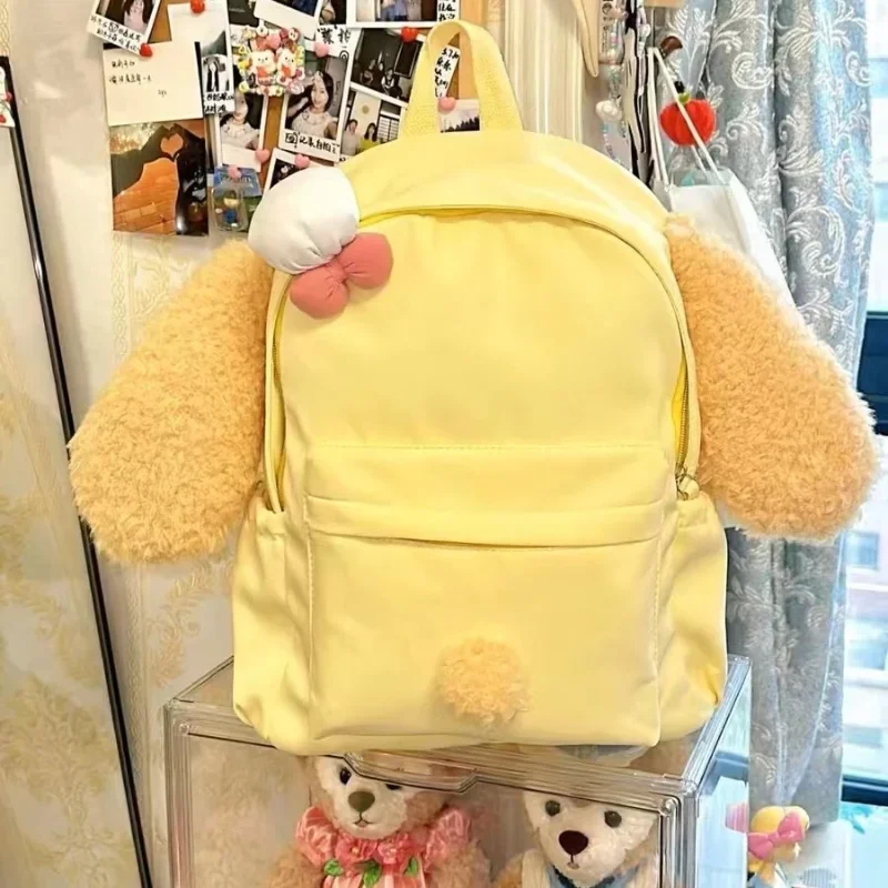 Disney Keqi'an cartoon yellow lightweight student schoolbag cute Shirley rose pink plush soft cute children's backpack