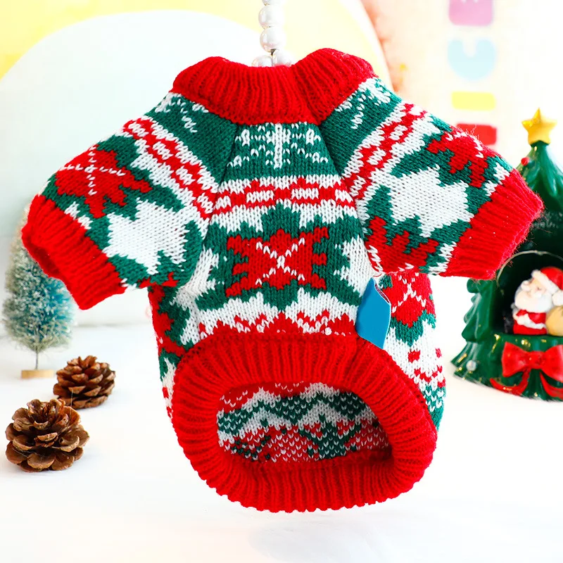 Bonito natal elk impressão roupas para cães de estimação outono novo clássico camisola de malha para cães pequenos médios chihuahua poodle filhote de cachorro suéteres