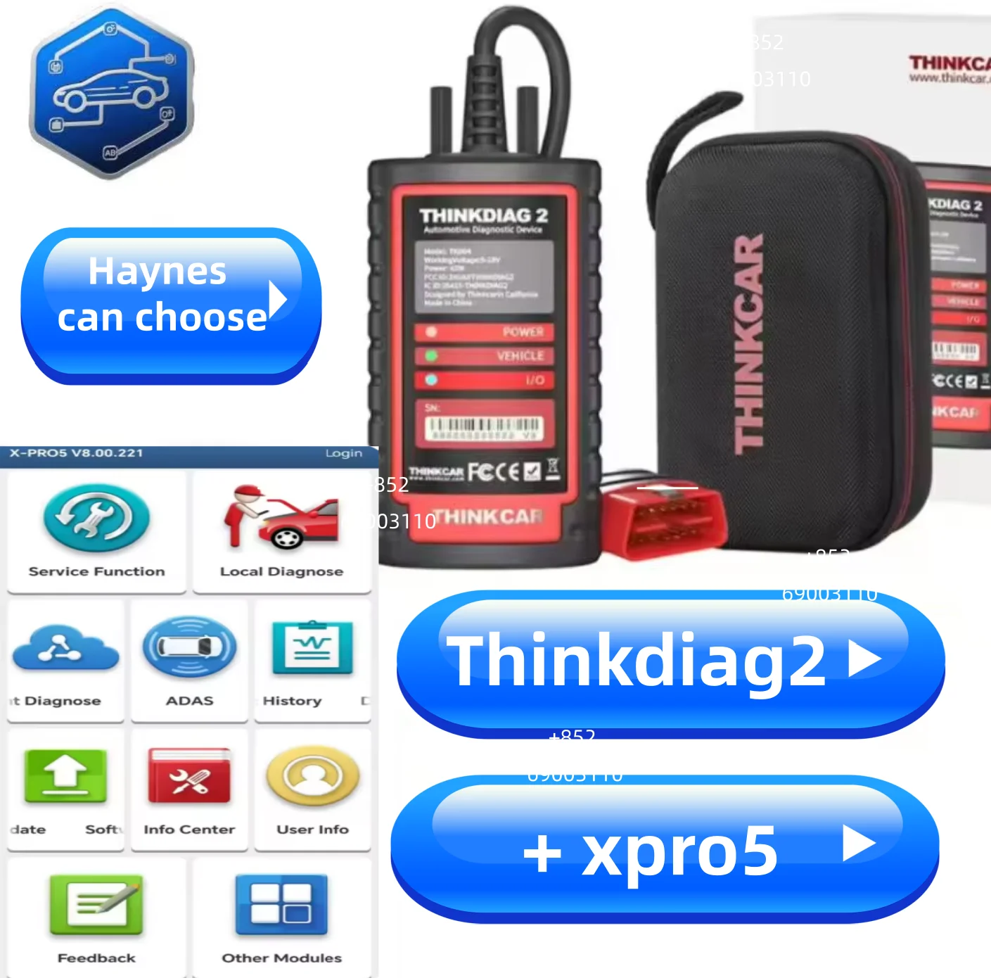 Thinkdiag2 avec X-Pro5, abonnement activé, outil de diagnostic de tous les systèmes, prend en charge les protocoles CAN FD, Thinkcar Thinkdiag2 pour XPRO5