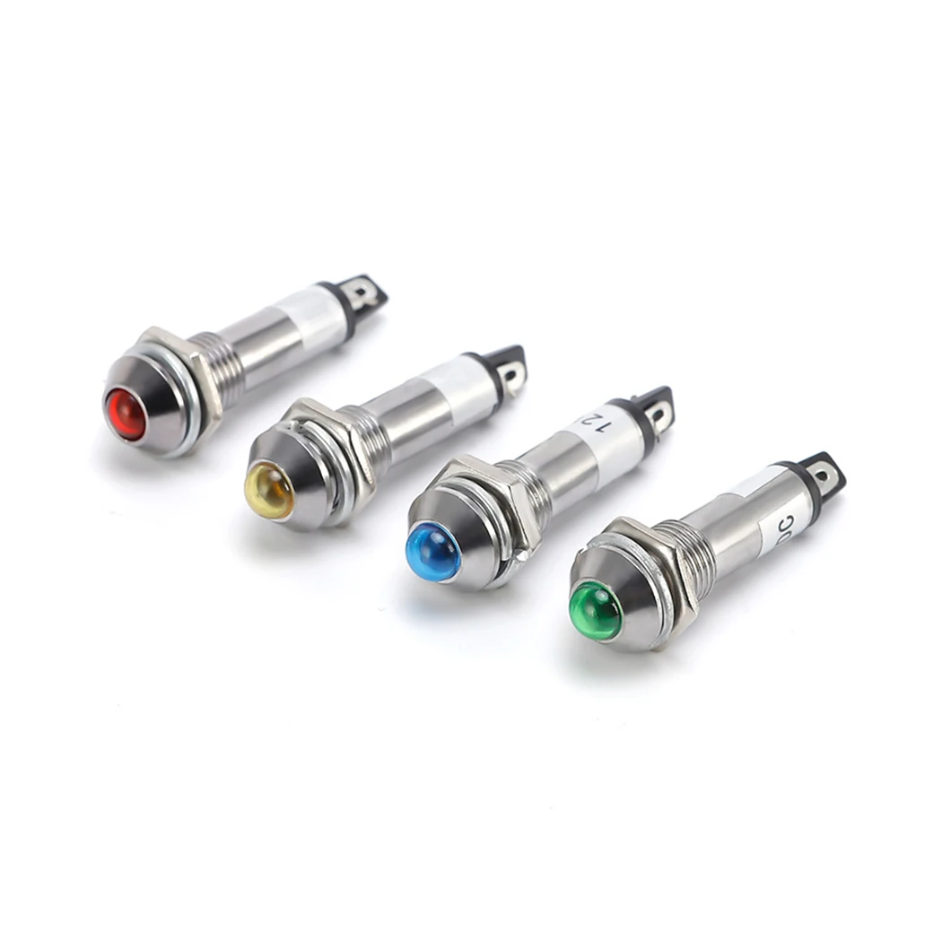 ABILKEEN 100PCS PED-8 8MM Mini LED Indicator Light Domed Head DC/AC 12V 24V 110V 220V LED Plastic Signal Pilot Lamp