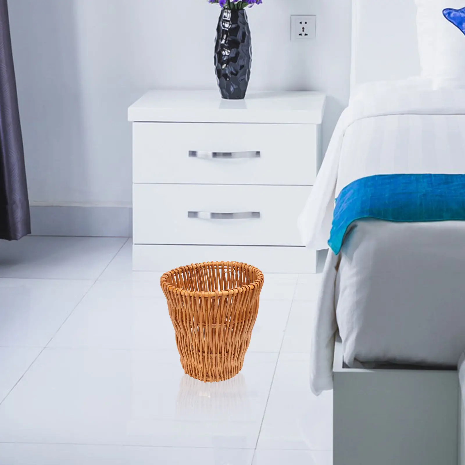 

Плетеная корзина для мусора из ротанга для кухни, офиса, спальни, контейнер для хранения, корзина для отходов