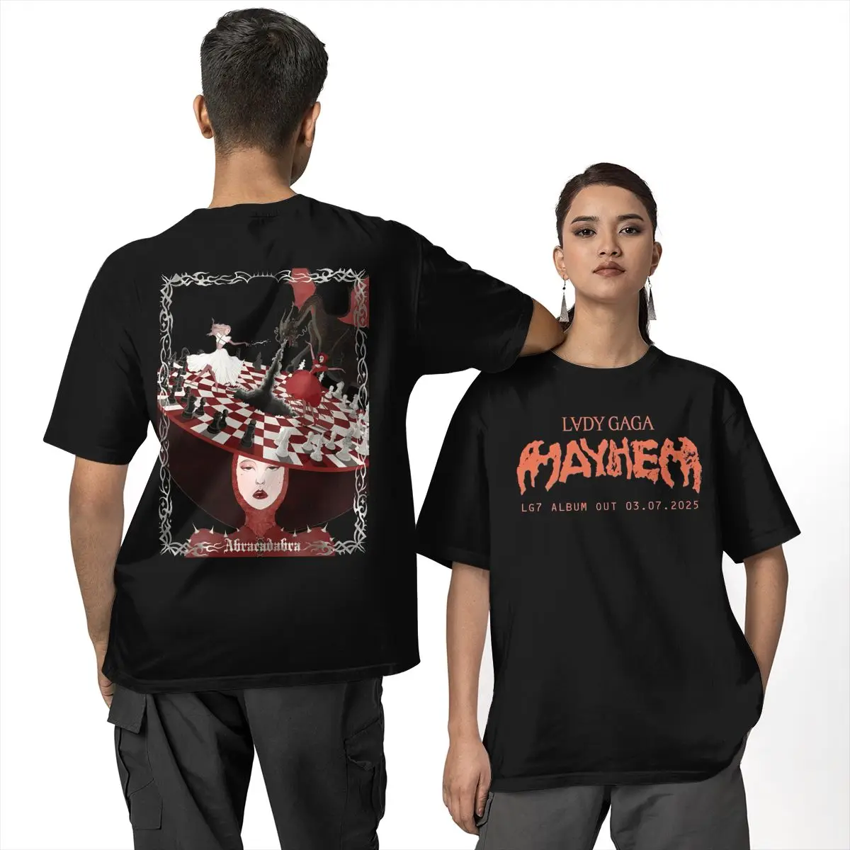 Ladys Gagas Mayhem T-Shirt 2025 New Album Novelty T-Shirt Short Sleeves Vintage Tops Summer 100 Cotton Crewneck Oversize Top Tee