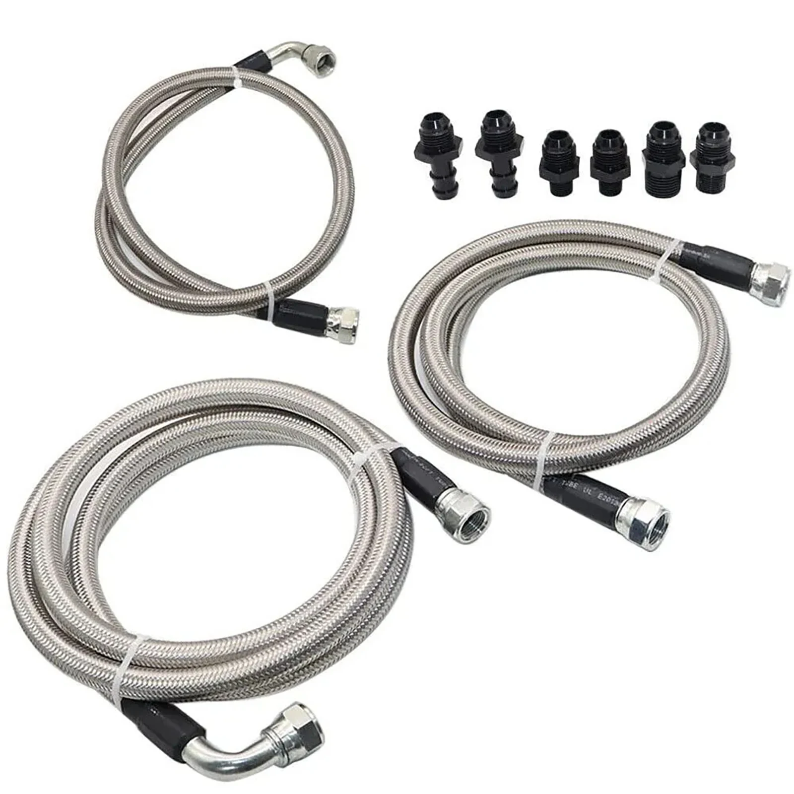 3Pcs SS Braided Transmission Lines With -6AN to NPT Fittings & Hose Barbs Adapters Kit For Dodge Ram 2500/3500 Car Accessories