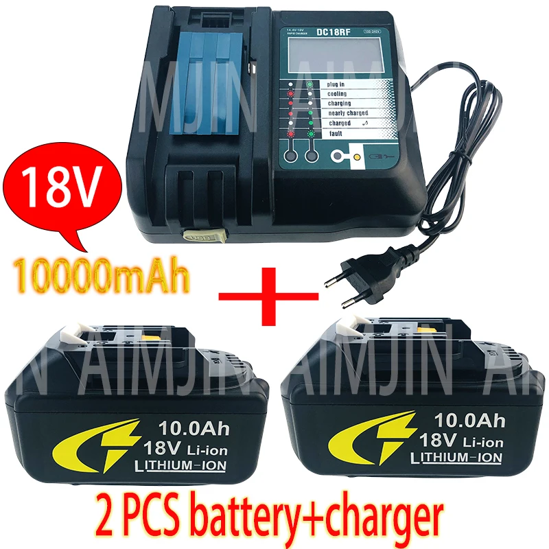 

for Makita 18V 10.0Ah rechargeable power tool battery with LED charger replacement LXT BL1860B BL1860 BL1850