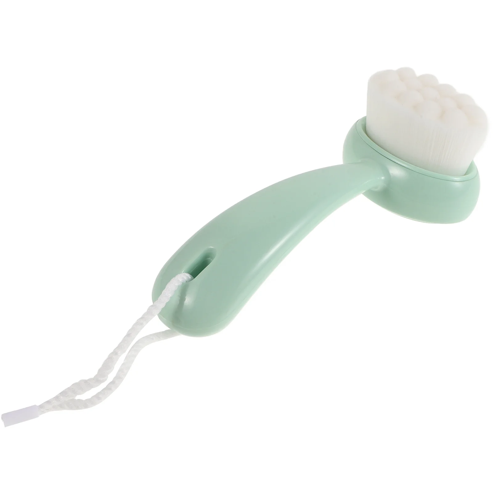 Spazzola esfoliante per la pulizia del viso Manico lungo Scrubber viso morbido verde chiaro Strumento esfoliante per il viso per la rimozione dei punti neri dei pori profondi