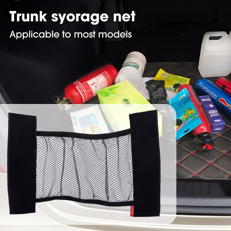 Car Trunk Elastic Mesh Fixed Straps Car Interior Organizer Extinguisher Storage Net Bag Seat Back Fixing Bag Auto Car Accessory