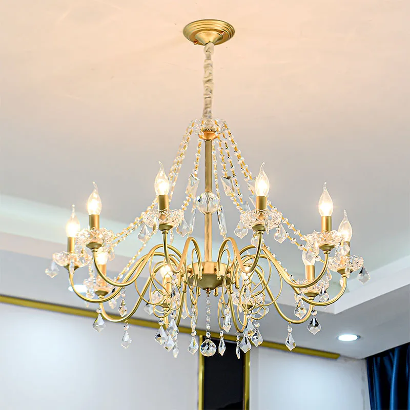 

modern luxury crystal chandeliers living room lamps home dining room warm bedroom chandelier lighting French Led lights