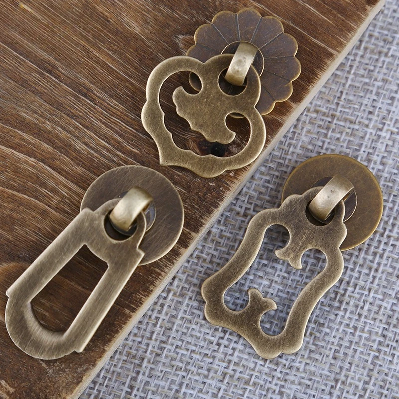 New Chinese Style Brass Cabinet Handles, Vintage Single Hole Drawer Pulls, Antique Golden Knobs for Wardrobe