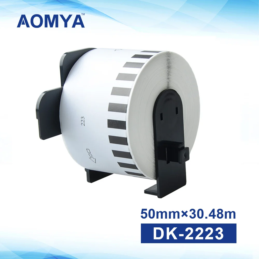 AOMYA 1 рулон ленты для этикеток DK-22223 Этикетка для термобумаги 50 мм * 30,48 м непрерывная, совместимая с Brother Переносная резина/бумага