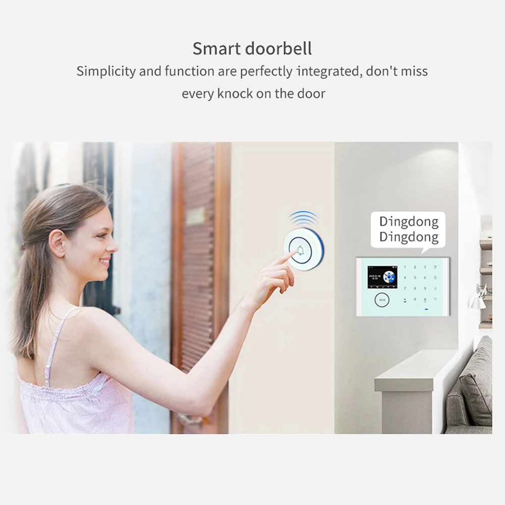 3 IN 1 Network Intelligent Home Alarm System Tuya APP Remote Control 433MHz Home Secure Door Bell Smart Alertor Voice Control