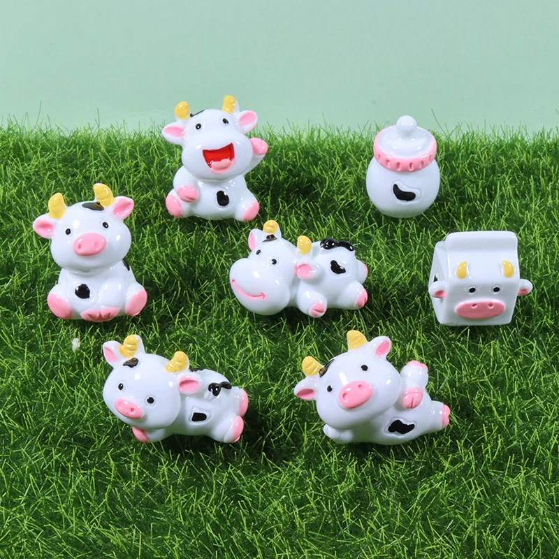 

10 шт., мини-молочная корова, украшения из смолы, милый микропейзаж, украшение, сделай сам, миниатюрная фигурка, кабошон, поделки, креативное украшение для дома, автомобиля