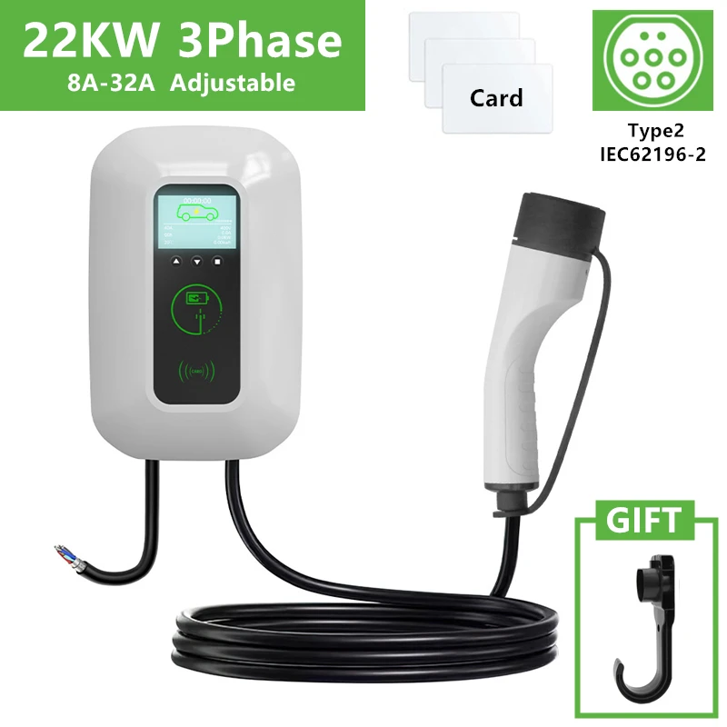 

22KW 3Phase EV Charging Station Type2 32A EV Charger EVSE Wallbox Wallmount IEC62196 J1772 GBT Electric Vehicle Chargers