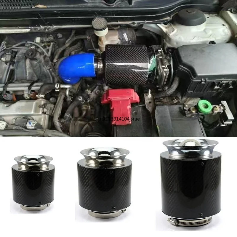 For Universal Car Modified Mushroom Air Filter Carbon Fiber Intake Pipe Air Box High Flow Air Cleaner Auto Engine Accessories
