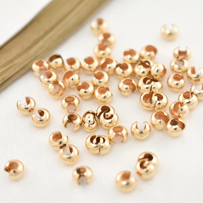 100% 14K Goldfilled Endperlen Gold-Crimp-Cover Schmuckherstellung Handgemachtes DIY-Zubehör Gold-Schmuckzubehör Rocailles – Detail 10