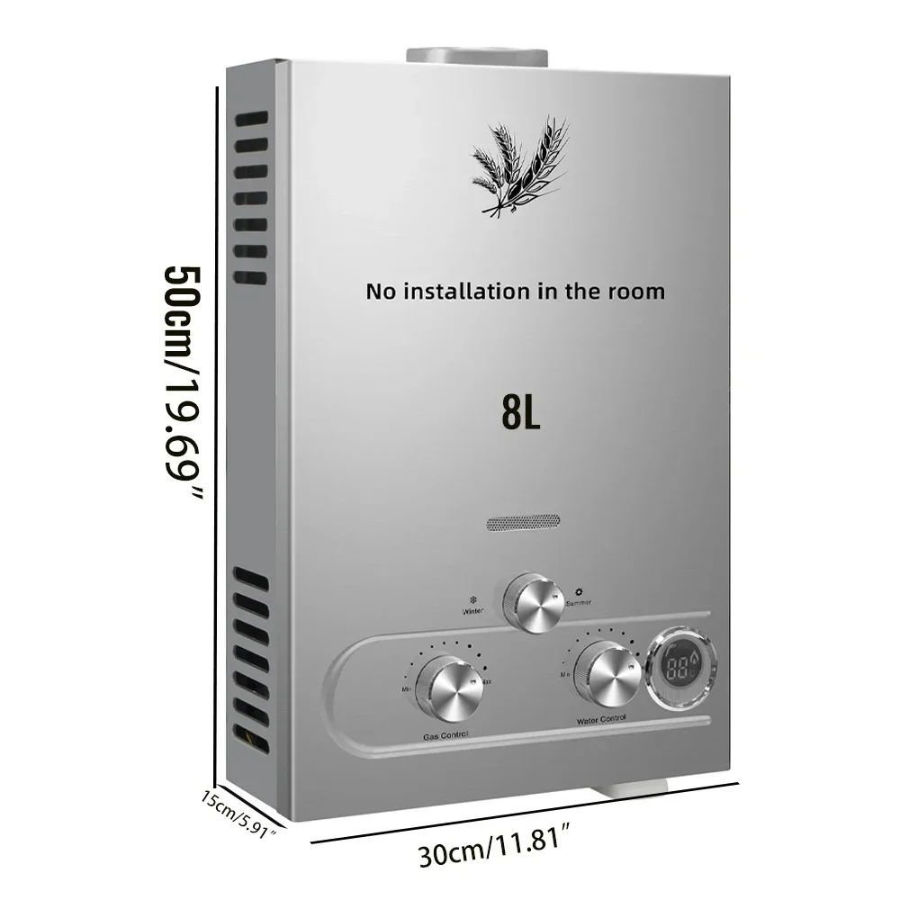 SIHAO LPG Boiler 6L 8L 10L 12L 16L 18L, Direct Stroom Verwarmde Waterboiler voor Propaan & Butaan, Huishoudelijk Gebruik
