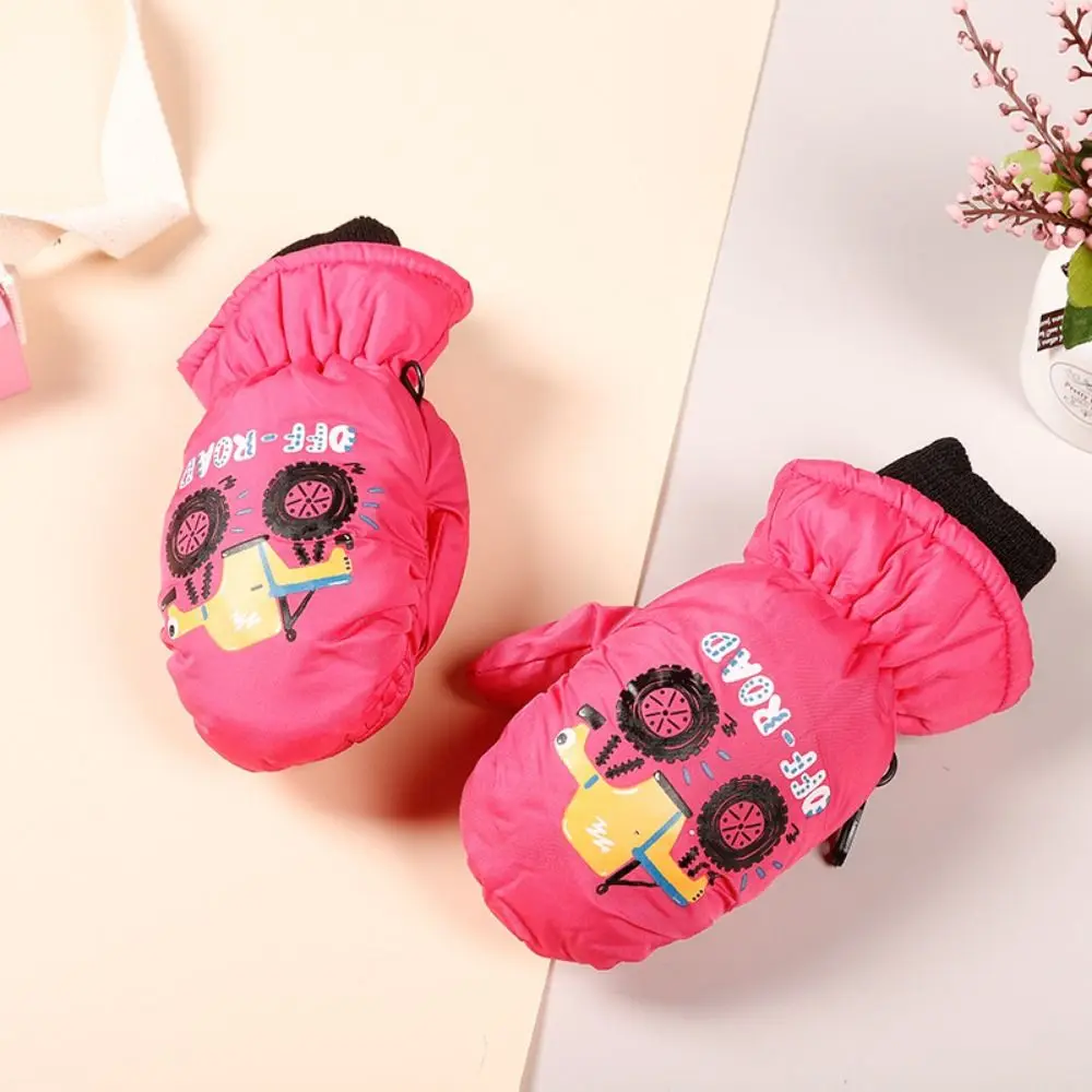 Snow Man Children's Snow Gloves Aged 2 To 5 Years Windproof Winter Ski Mittens Waterproof Anti Loss Buckle
