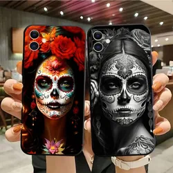 Halloween skull girl Phone Case For iPhone15,14,13,12,11,Pro,Max,Plus,Mini,X,XS,XR,8,7,6,S,Plus,SE Soft Black Case
