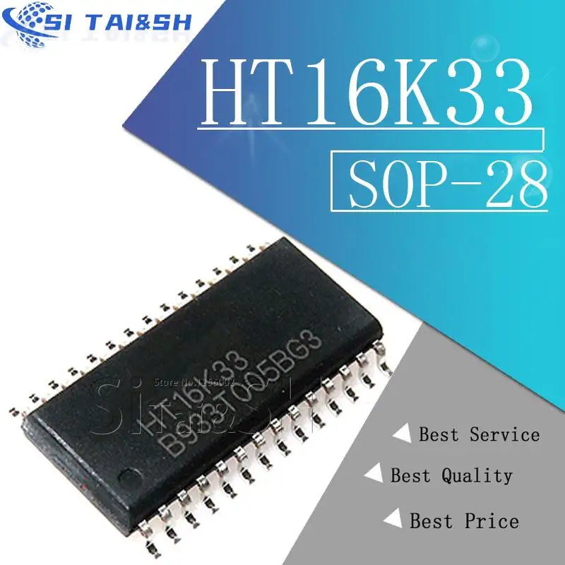 5PCS HT16K33 = VK16K33 SOP28 16K33 LED beleuchtung entwicklung werkzeuge HT16K33 Breakout 16x8 Matrix Led-treiber neue original