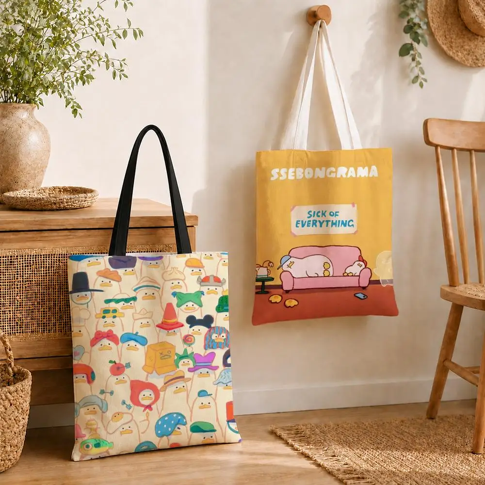Character S-SSEBONG Storage Bags Reusable Fashion Aesthetic Unique Shopping Bag Large Capacity Canvas Tote Bag