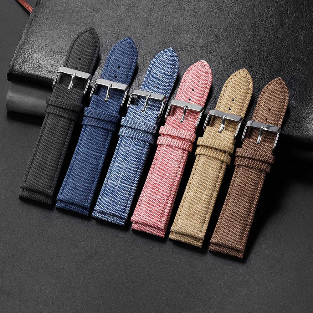 12/14/16/18/20/22mm Denim Pattern Nylon Watchband for Huawei Gt2/3 Vintage Strap Watch Band for Men Women Accessories