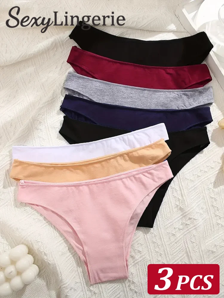 3Pcs frauen Baumwolle Nahtlose Slip Atmungsaktive Dessous Frauen Sexy Höschen Einfarbig Unterwäsche Weiblichen Niedrigen Taille Weiche Dessous