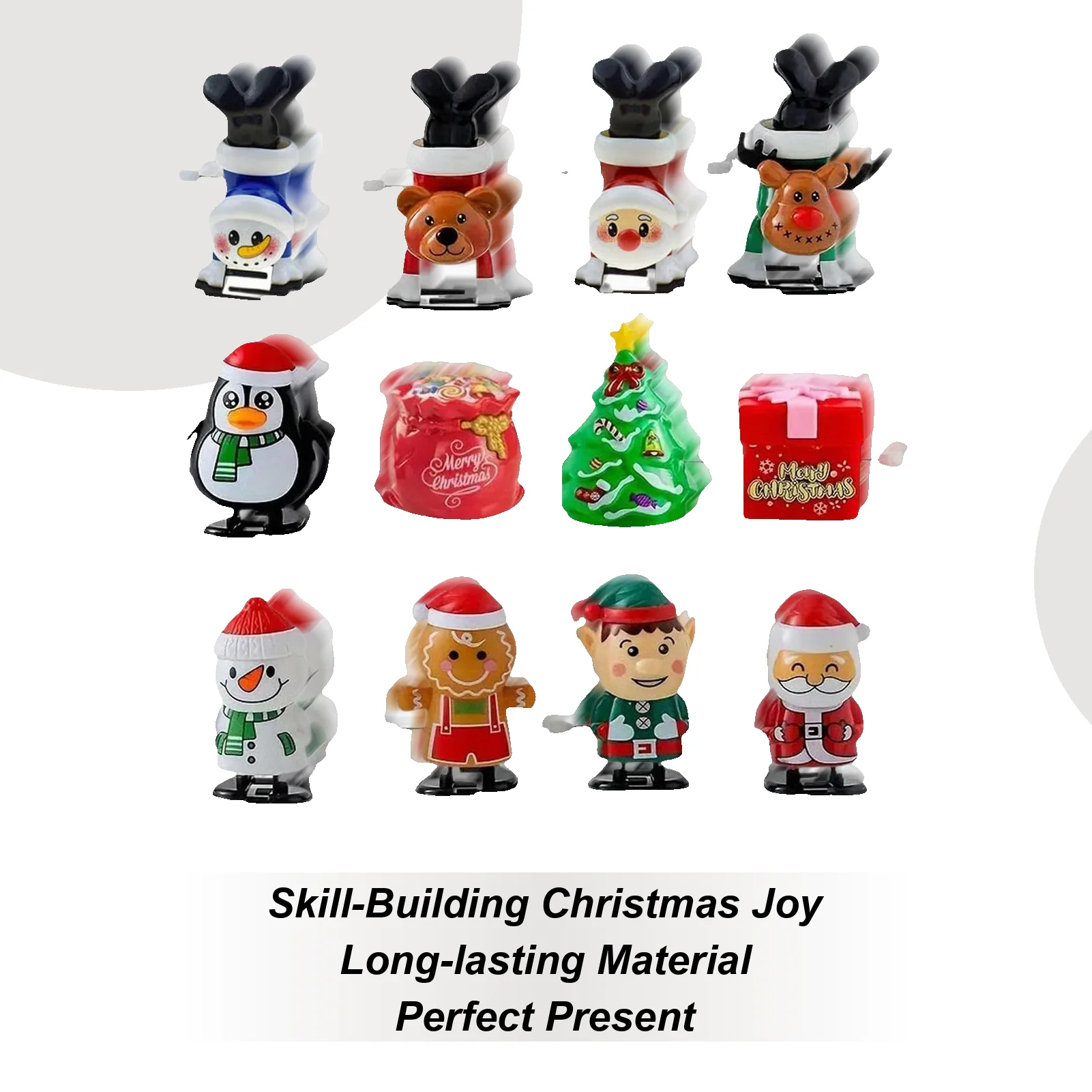 

Заводные рождественские игрушки для детей, 12 шт., маленькая праздничная заводная игра, рождественская игрушка с заводной головкой для мальчиков и девочек, праздник