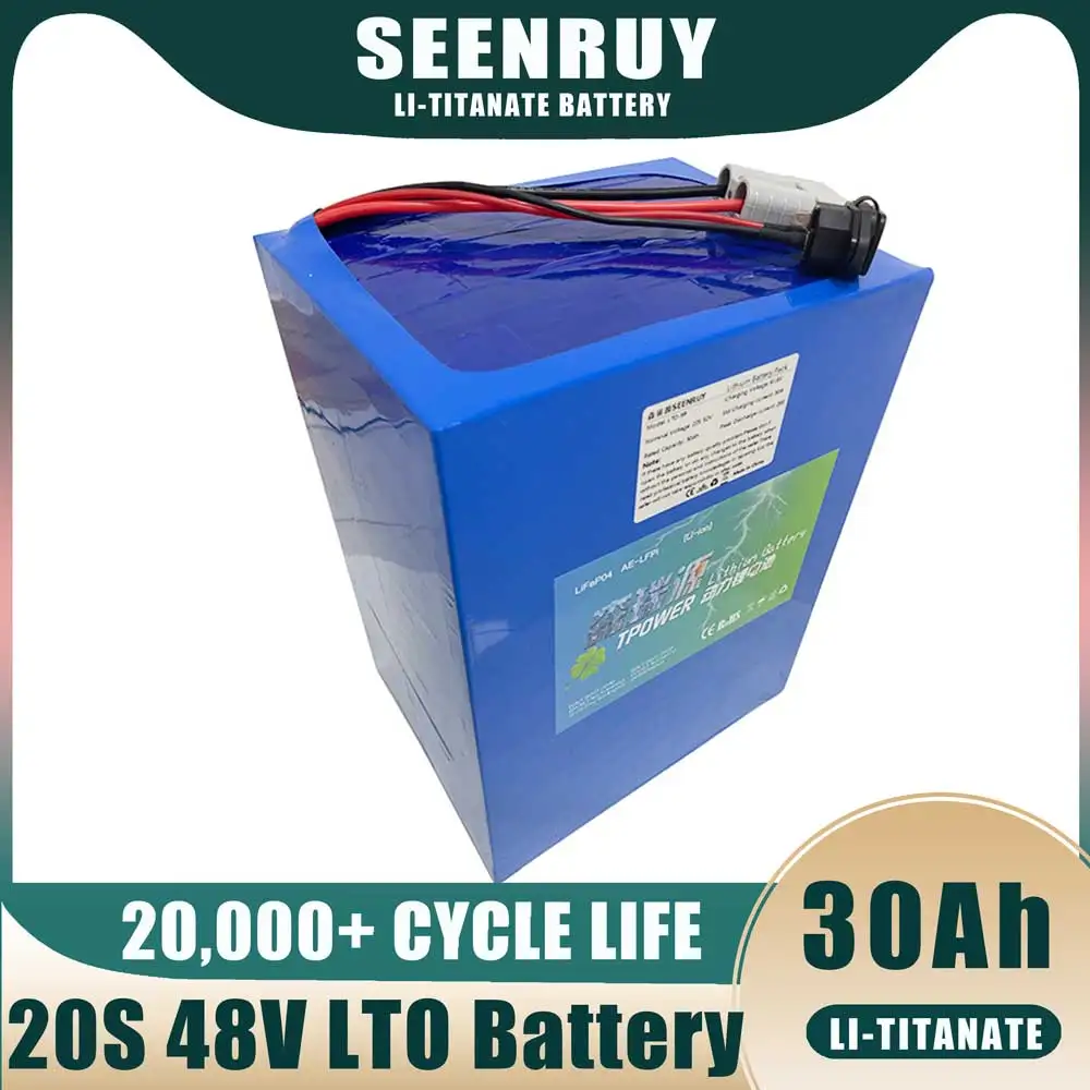 SEENRUY LTO 48V 30Ah 20S Rechargeable Battery Pack Lithium - Titanate for 3000W Electric Scooter Motorcycle Provide Charger