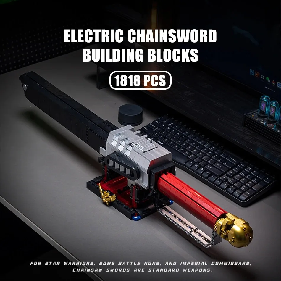 

Creative Building Blocks Puzzle Toy Expert Electric Chainsword Model MOC Movie Scene Chainsaw Linkage Power Weapons to Boy Gift