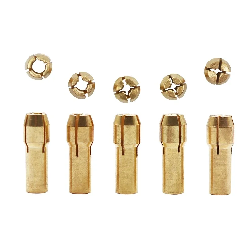 7pcs0.5-3mm Inner Diameter Small Electric Bras Drill Bit Collet Micro Twist Drill Chuck Set Motor Shaft Clamp2.35/3.17/4.05/5.05