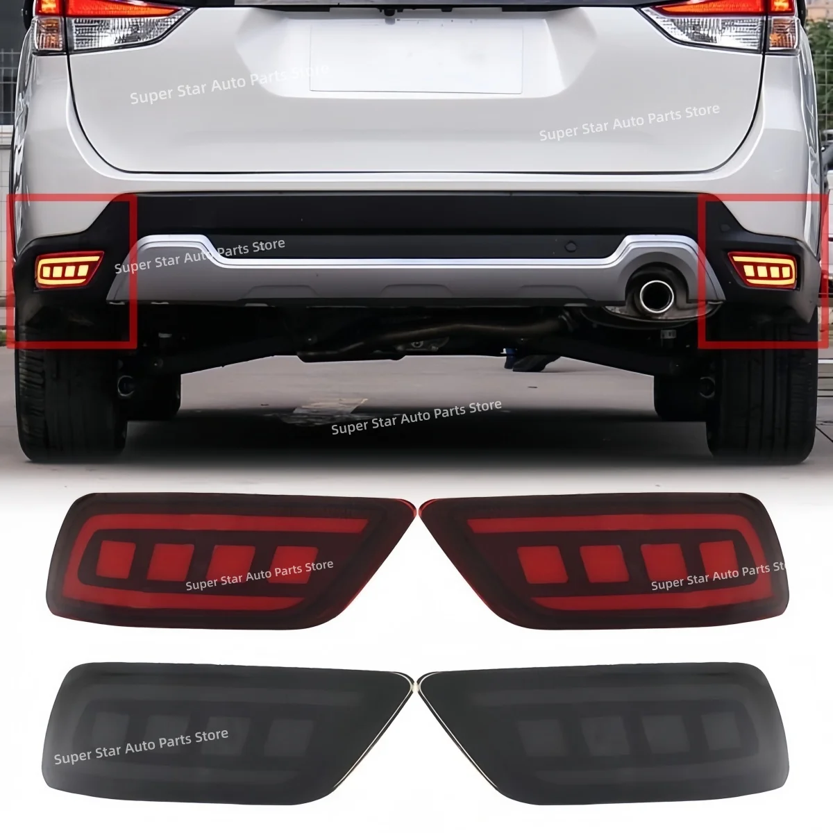For Subaru Forester 2019-2023 Rear bumper light Modification LED Turn signal Brake light Driving light Three function Auto parts