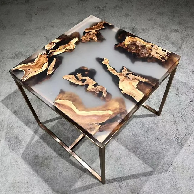 Factory Direct Sales Hotel Resting Room Tea Table Matt Glossy Finished Epoxy Resin Coffee Table