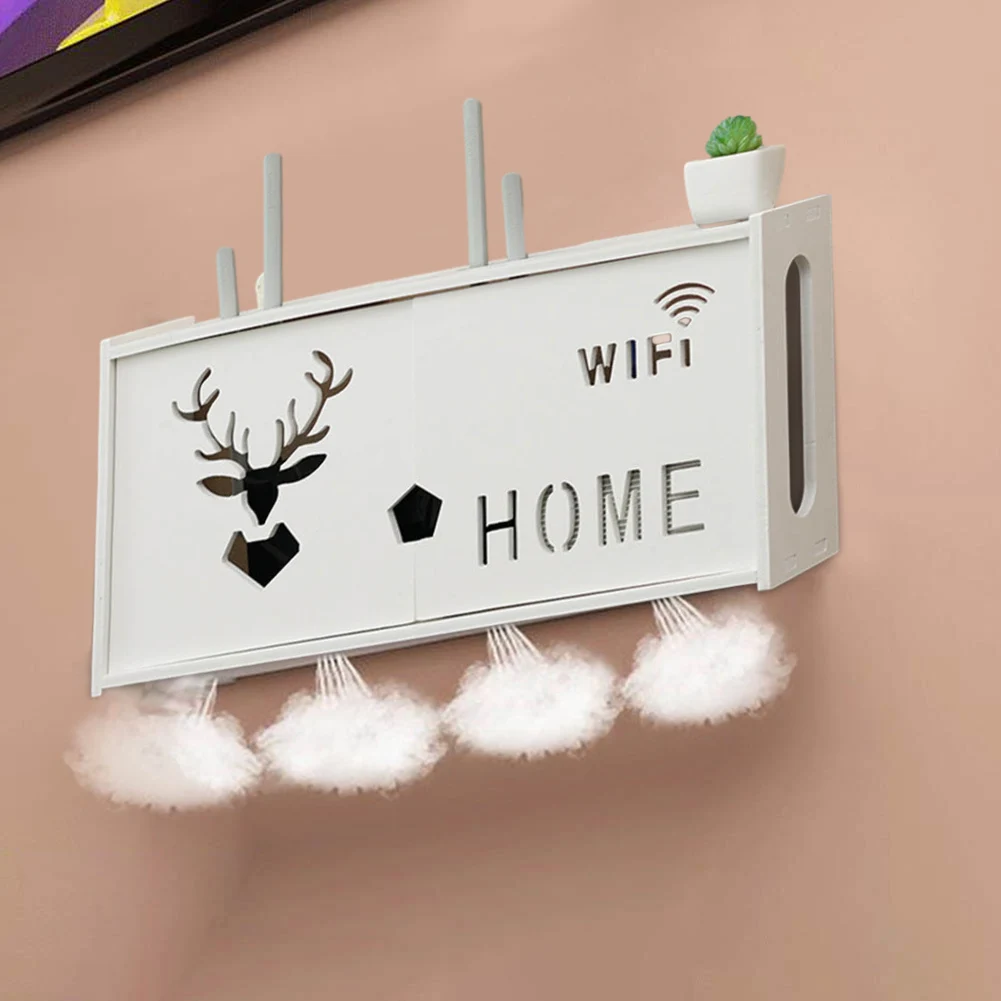 

Non Toxic TV Accessories Router Rack 48x24x11.5CM Decoration Living Room Plastic Material Wall-Mounted Wireless
