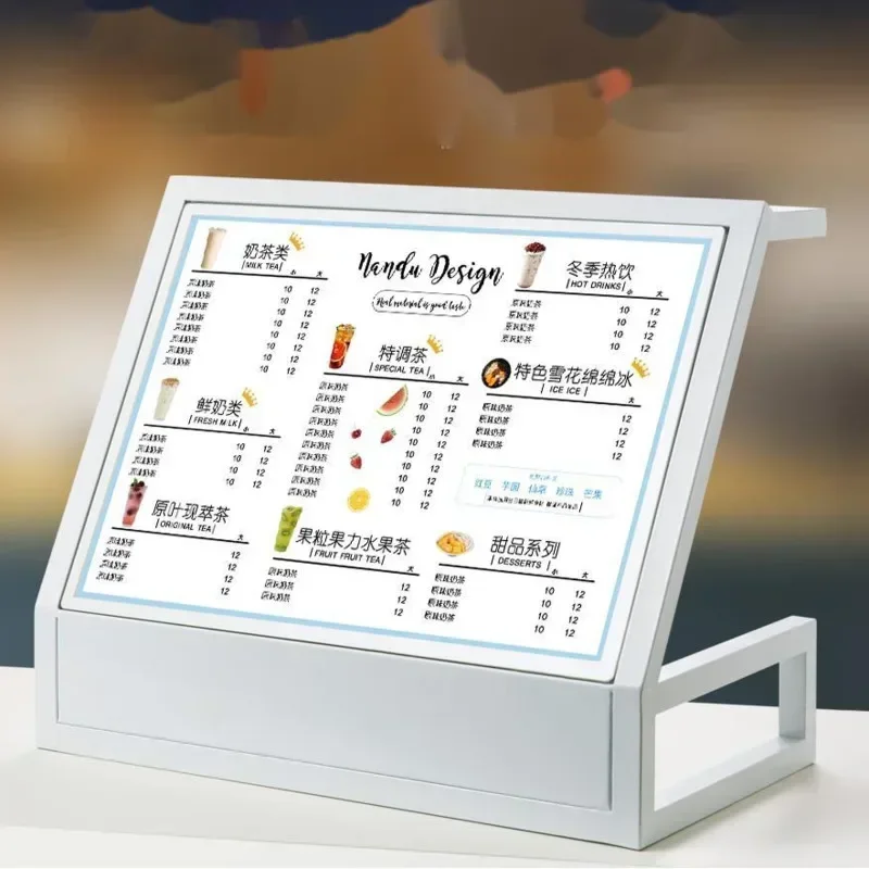 LED Menu Display Card Milk Tea and Coffee Shop Table Light Innovative Bar Wine Order Plate Restaurant Menu Holder