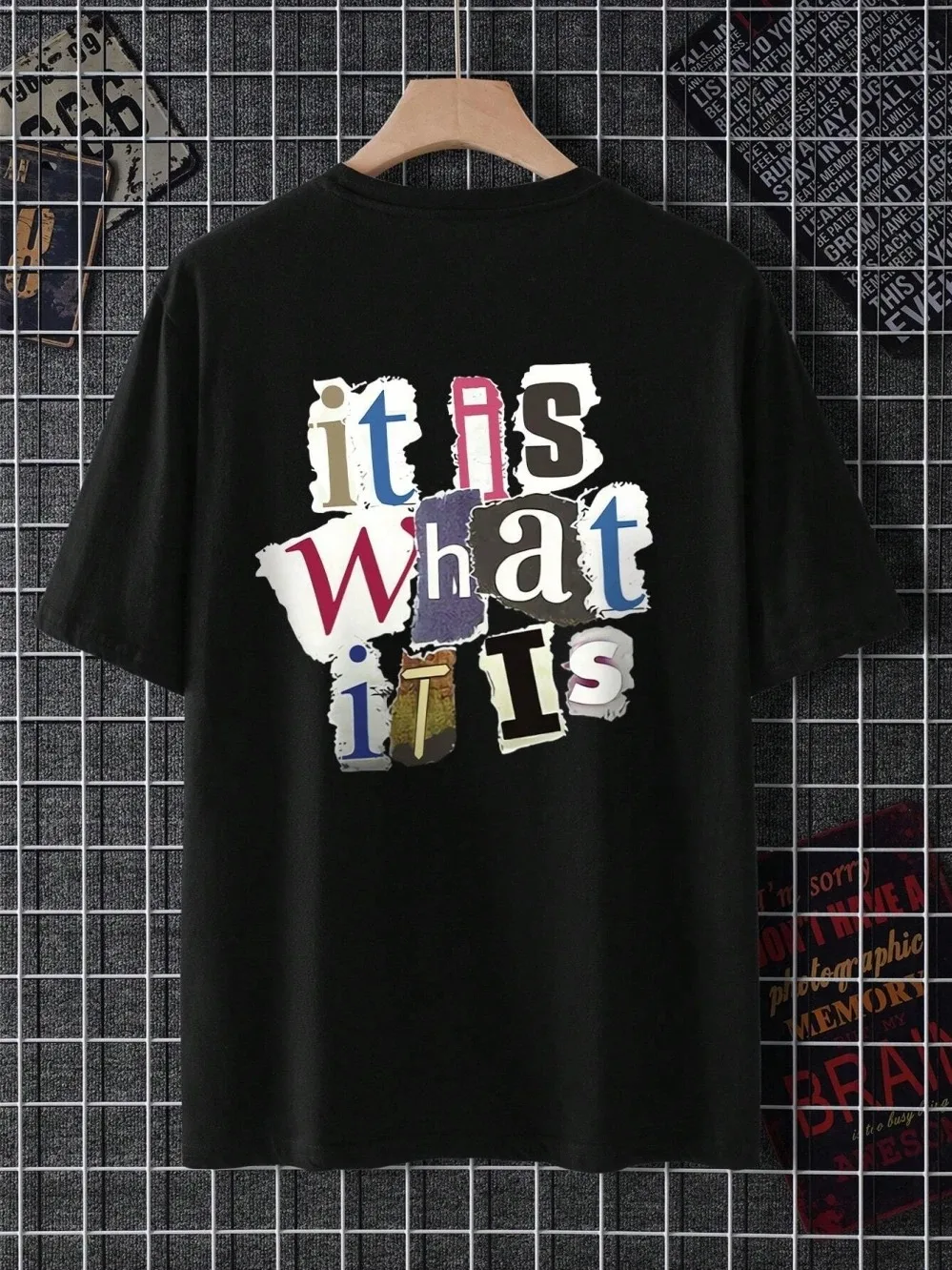 

It Is What It Is Alphabet Printed Men's Cotton T-Shirt Summer Fashion Trend Casual Hip Hop Top Loose T-Shirt