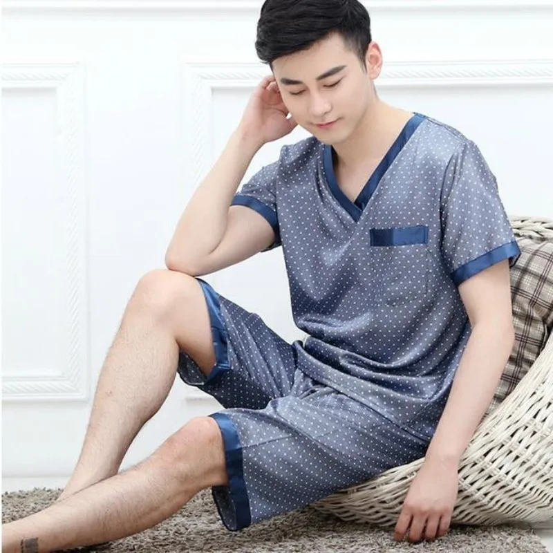 InjSleepwear-Ensembles de pyjamas courts à manches courtes pour hommes, vêtements de nuit de marque de luxe, vêtements d'intérieur coréens, vêtements de détente d'été