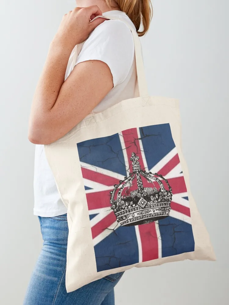 

1980s dark academia British union jack flag jubilee vintage crown Tote Bag bags woman 2025 Canvas bags for women Women bags
