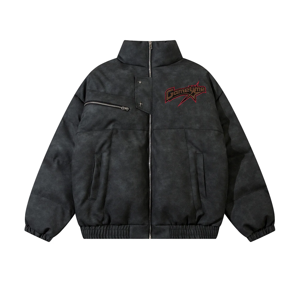 

2025 New Style American Embroidery Padded Bomberka Leather Jacket Thicken Coat For Man